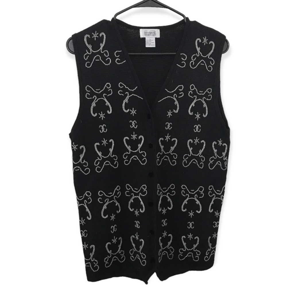 Vintage sostanza wool blend black and silver vest
